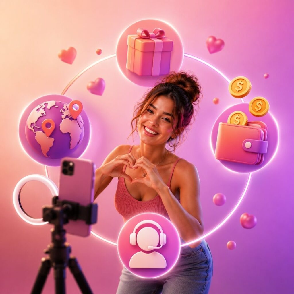 a girl in front of a phone cam